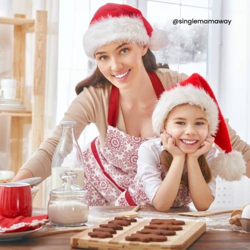 Happy mum baking cookies with daughter